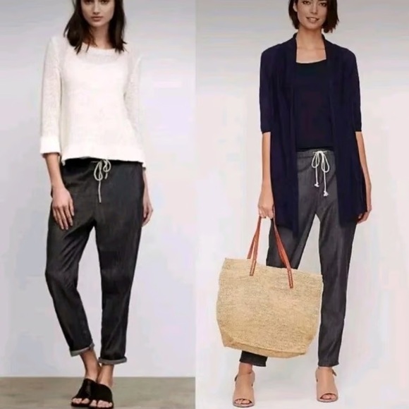 Eileen Fisher Gray Boho Coastal Grandma Pull On Tencel Drawstring Joggers L - Picture 2 of 9